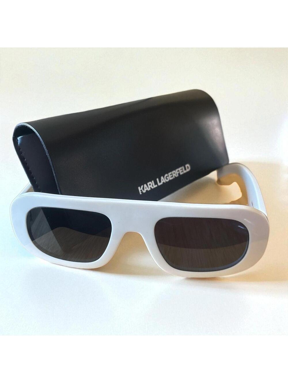 Karl Lagerfeld KL6188S 105 White Sunglasses Rectangular Women Designer UV400 New